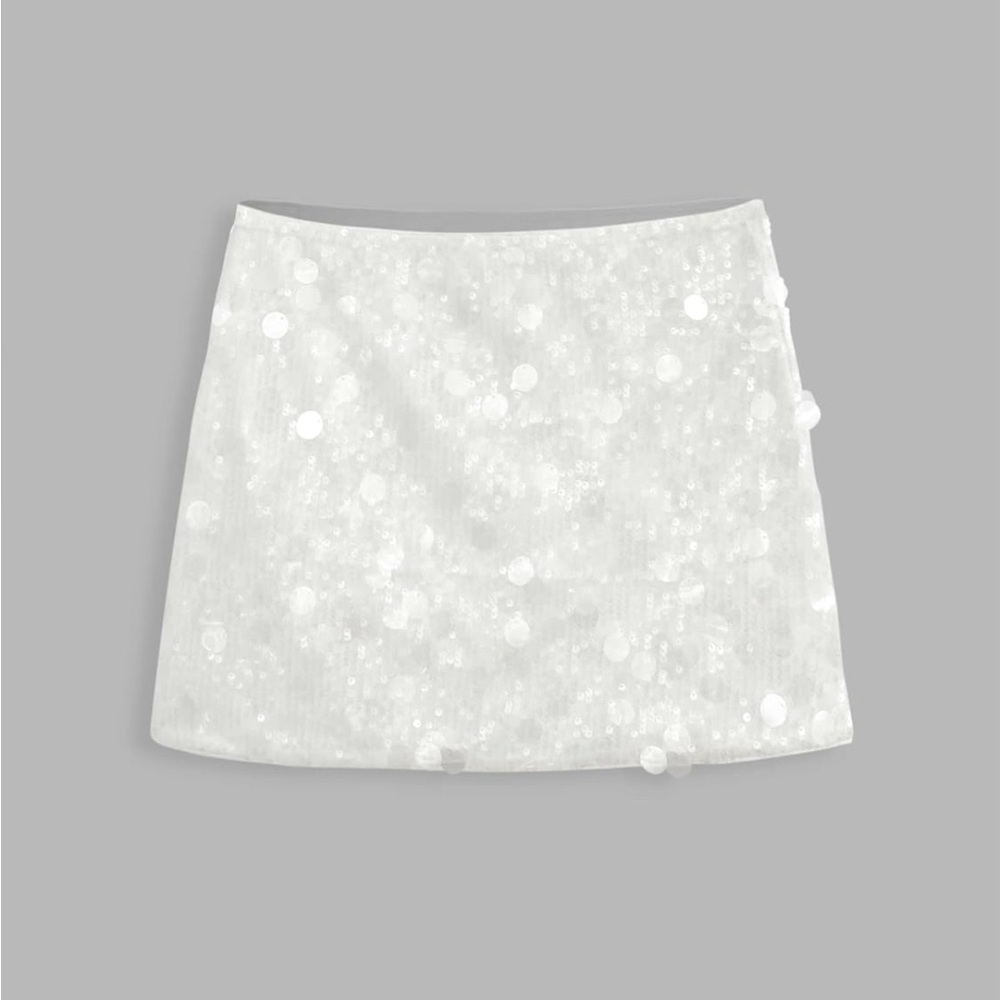 Cider White Sequin Mini Skirt